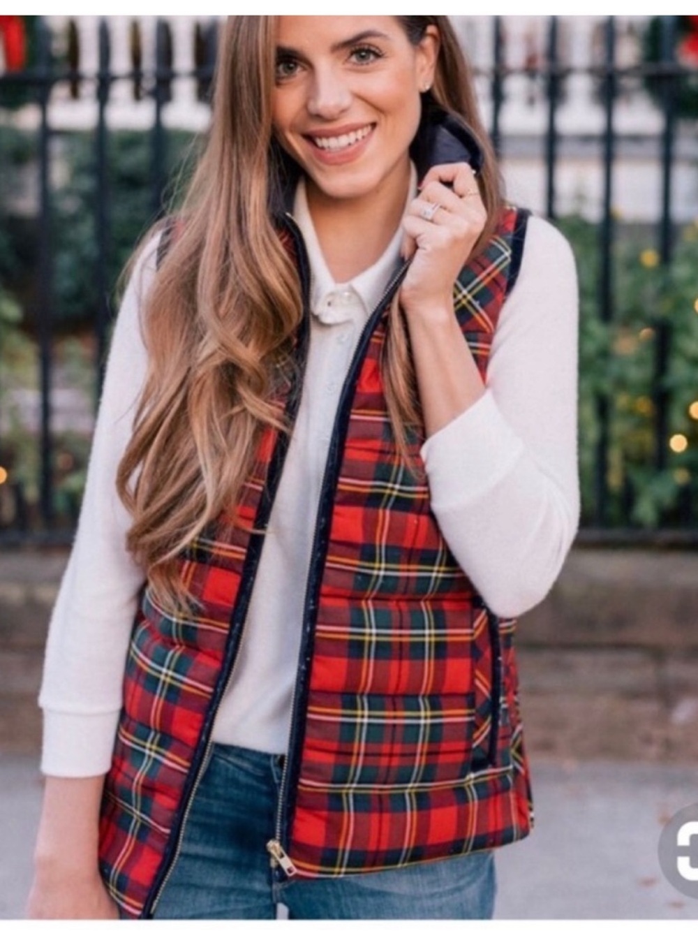 J Crew Tartan Mountain Puffer Vest Plaid Wool Blend Holiday Fall XS NWOT New